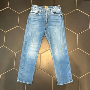 MOTHER The Tomcat High Waist Crop Straight Leg Jeans (Layover)